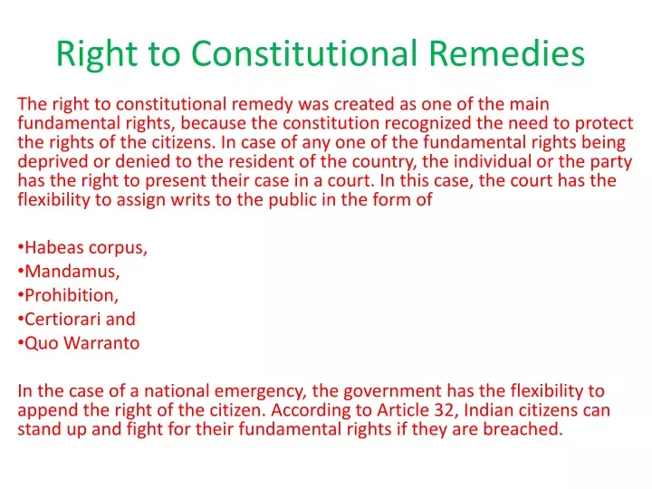 right to constitutional remedies