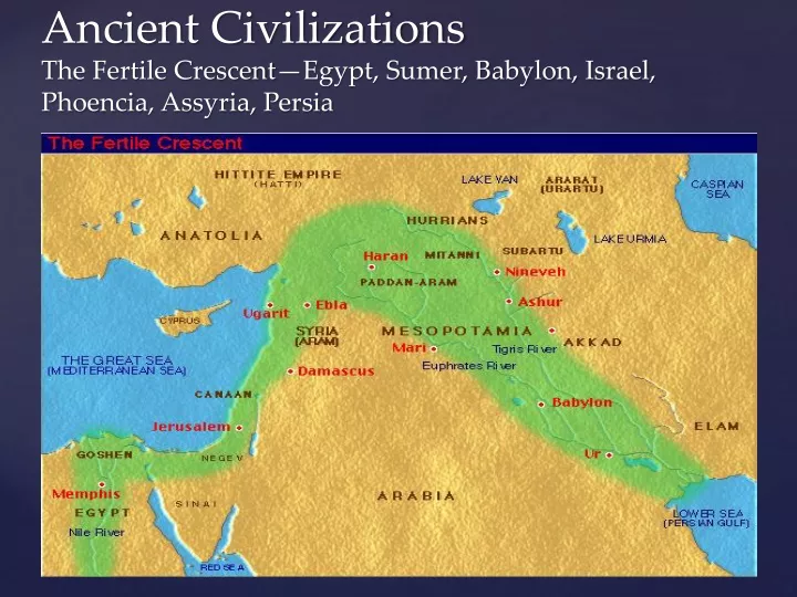 ancient civilizations t he fertile crescent egypt sumer babylon israel phoencia assyria persia