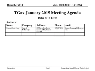 TGax January 2015 Meeting Agenda