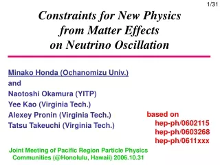 Constraints for New Physics from Matter Effects on Neutrino Oscillation