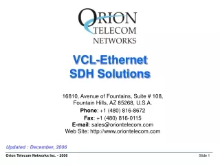 VCL-Ethernet  SDH Solutions