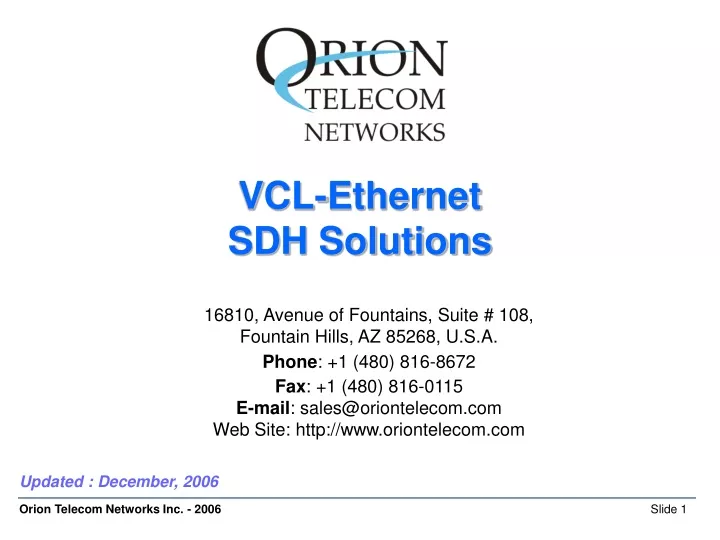 vcl ethernet sdh solutions