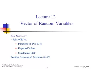 Lecture 12 Vector of Random Variables