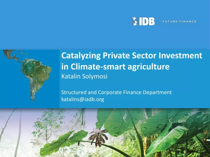 catalyzing private sector investment in climate