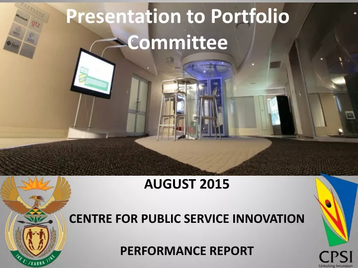 presentation to portfolio committee