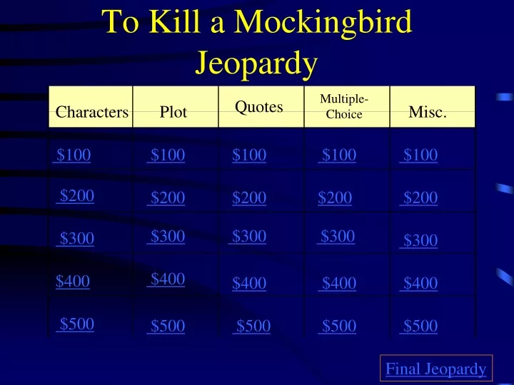 to kill a mockingbird jeopardy