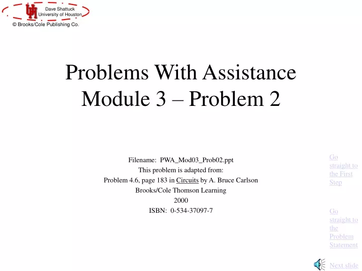 problems with assistance module 3 problem 2