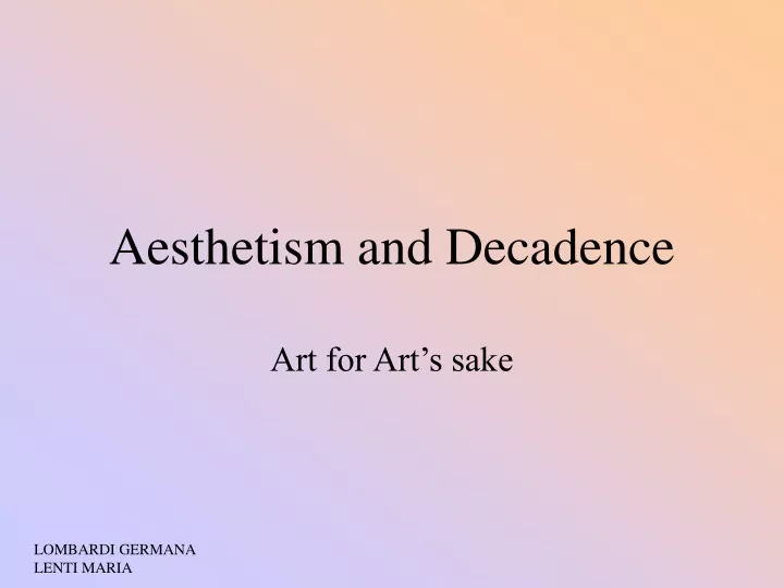 aesthetism and decadence