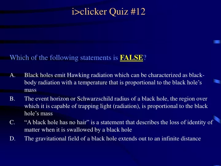 i clicker quiz 12