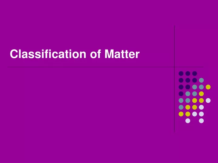 classification of matter