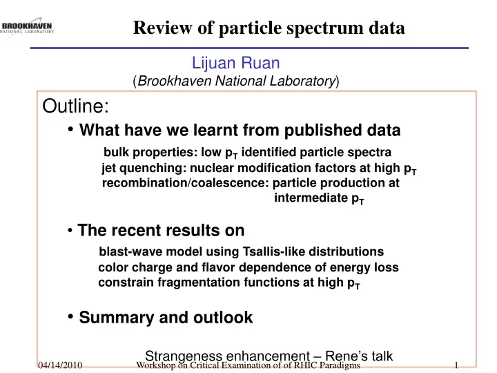 review of particle spectrum data