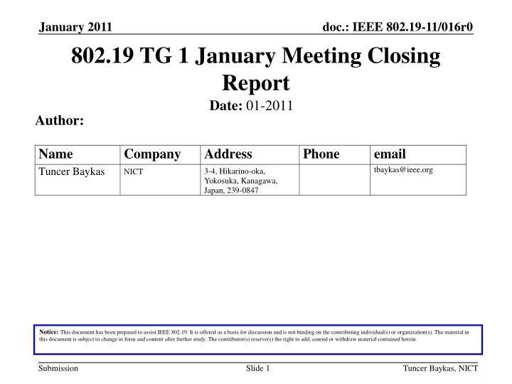 802 19 tg 1 january meeting closing report