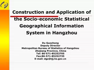 Du Guozhong Deputy Director Metropolitan Bureau of Statistics of Hangzhou Zhejiang Province, China