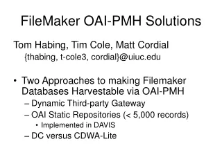 FileMaker OAI-PMH Solutions