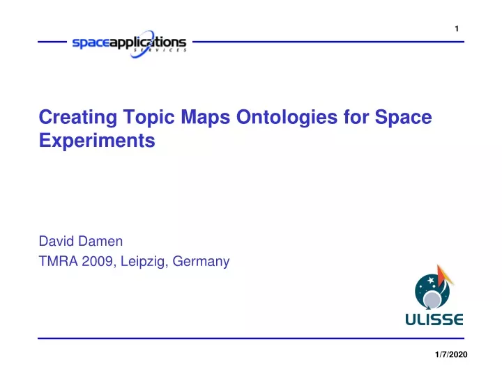 creating topic maps ontologies for space experiments