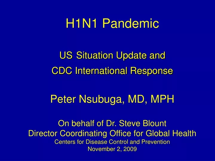 h1n1 pandemic us situation update
