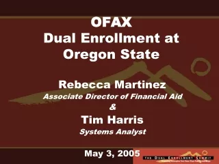 OFAX Dual Enrollment at Oregon State