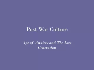 Post War Culture