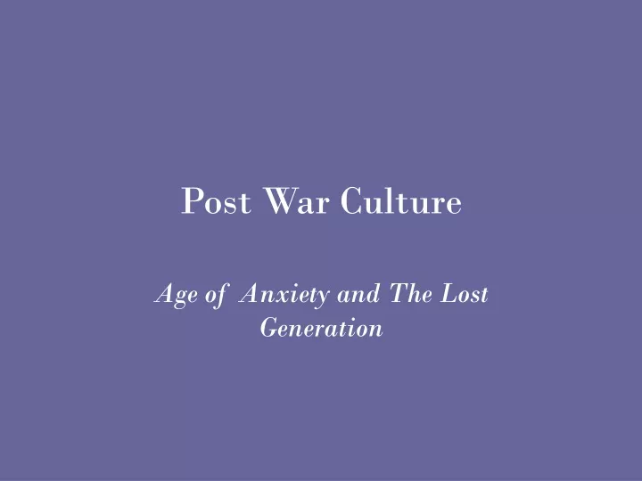 post war culture