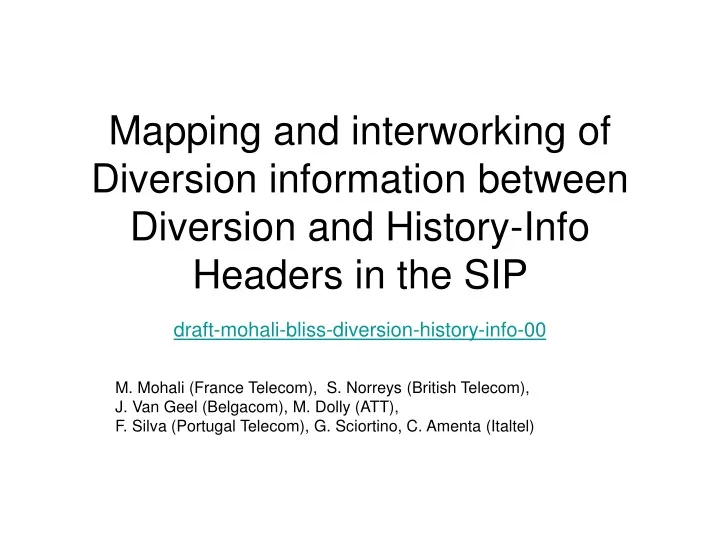 mapping and interworking of diversion information