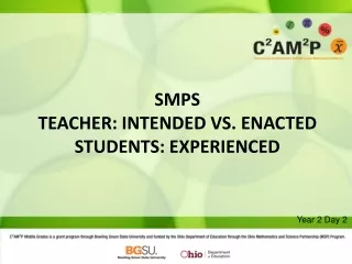 SMPs teacher: Intended vs. Enacted students: experienced