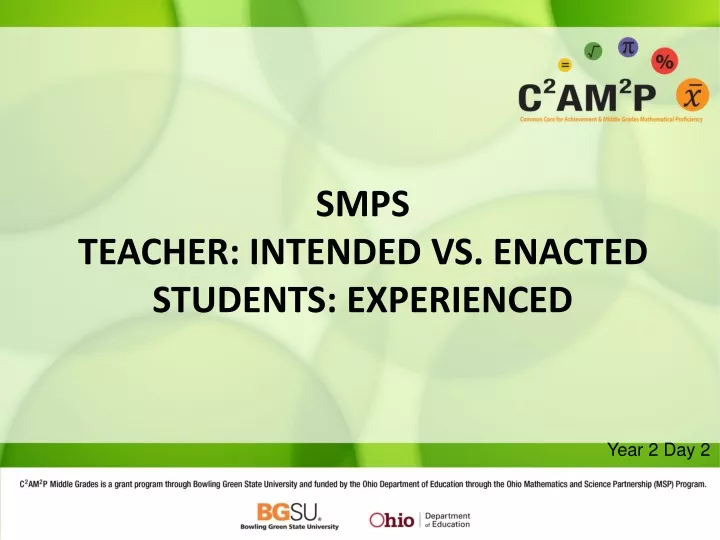 smps teacher intended vs enacted students experienced