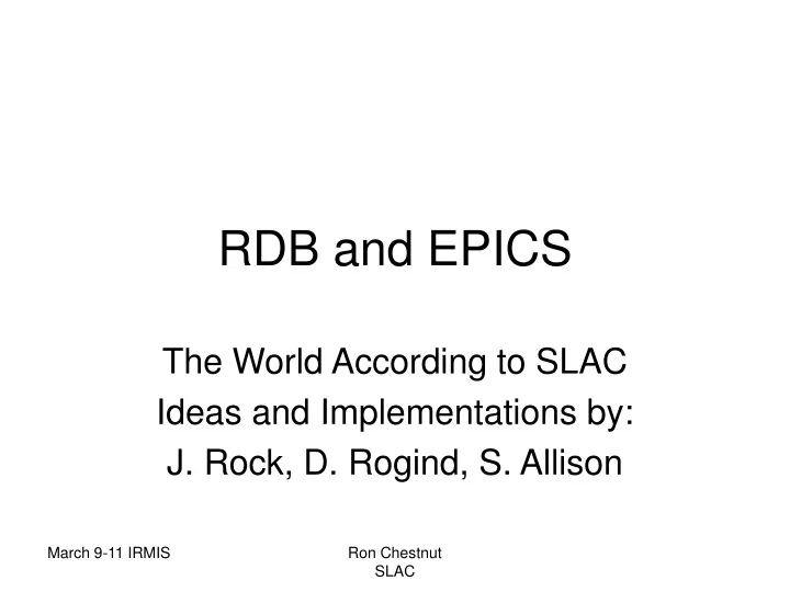 rdb and epics
