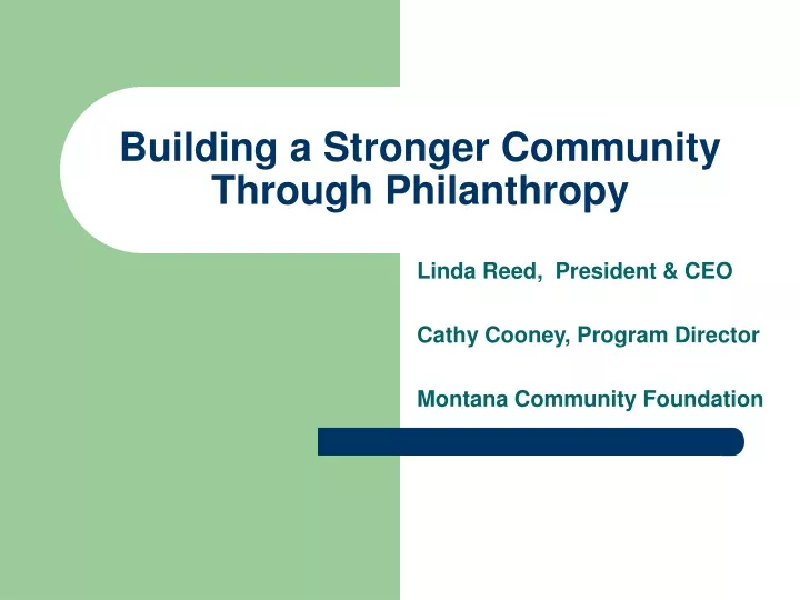 building a stronger community through philanthropy