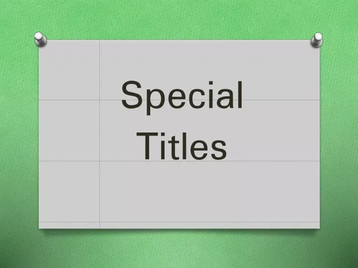 special titles
