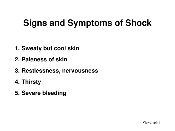 signs and symptoms of shock