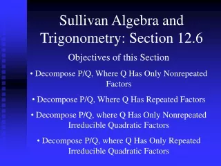 Sullivan Algebra and Trigonometry: Section 12.6