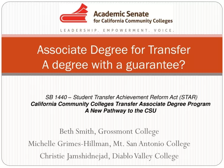 associate degree for transfer a degree with a guarantee