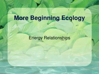 More Beginning Ecology