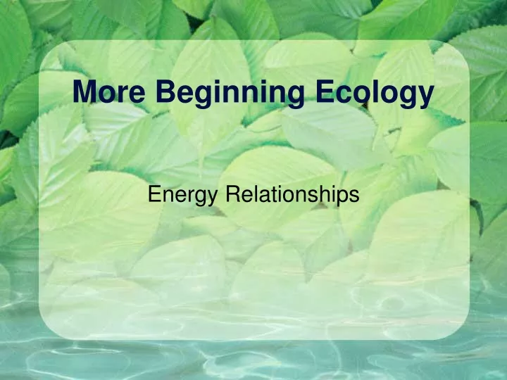 more beginning ecology