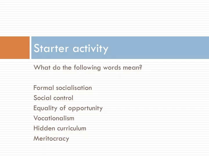 starter activity