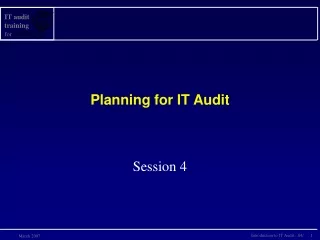 Planning for IT Audit