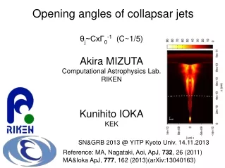 Opening angles of collapsar jets θ j ~CxΓ 0 -1    (C~1/5)