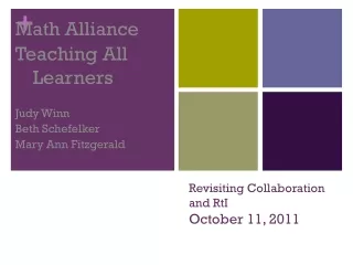 Revisiting Collaboration and RtI October 11, 2011
