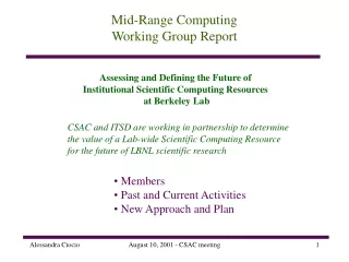 Mid-Range Computing  Working Group Report