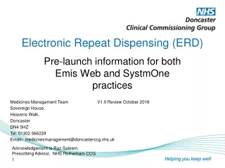 Electronic Repeat Dispensing (ERD)