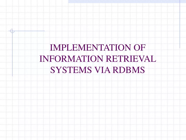 implementation of information retrieval systems