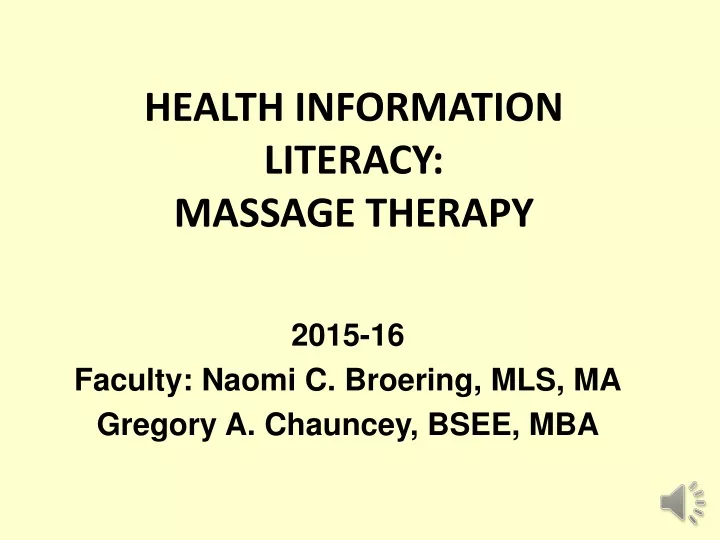 health information literacy massage therapy