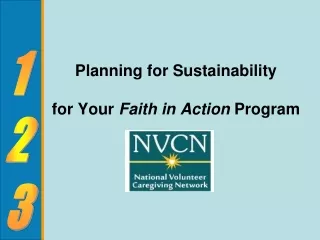 Planning for Sustainability for Your  Faith in Action  Program