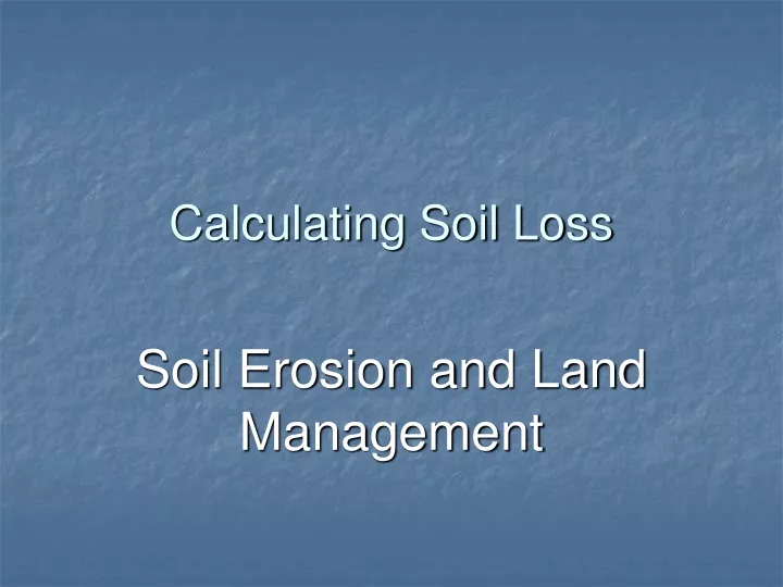 calculating soil loss