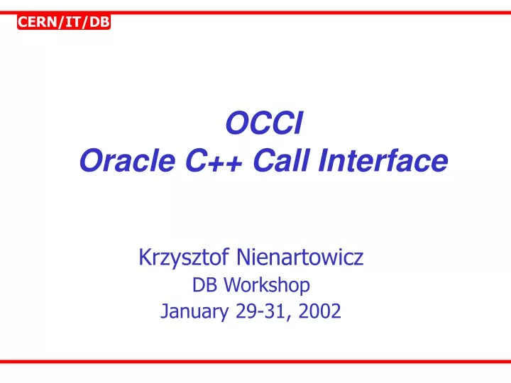 occi oracle c call interface