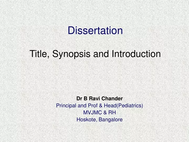 dissertation title synopsis and introduction
