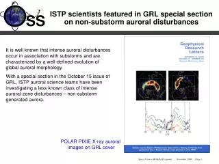 ISTP scientists featured in GRL special section on non-substorm auroral disturbances