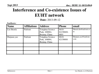 Interference and Co-existence Issues of EUHT network