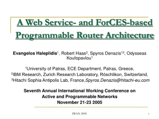 A Web Service- and ForCES-based Programmable Router Architecture