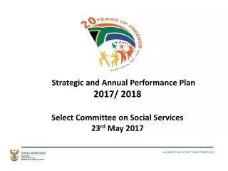 Strategic and Annual Performance Plan 2017/ 2018  Select Committee on Social Services